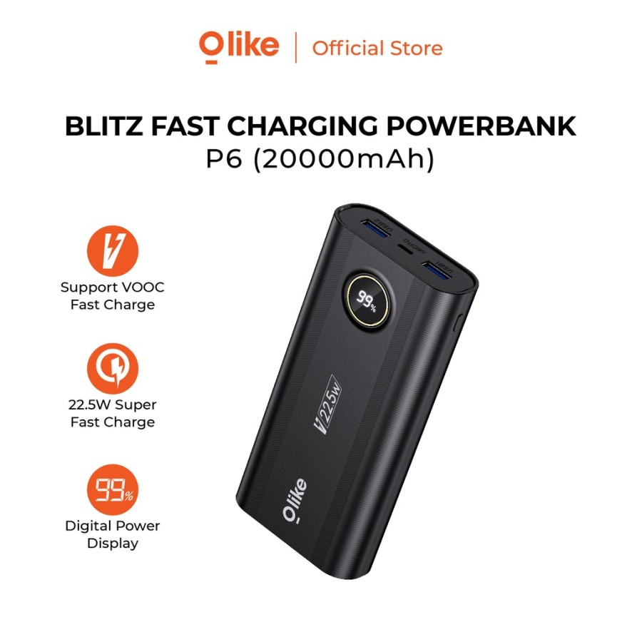 Olike Powerbank P6 20000 mAh Fast Charging 22.5W Display VOOC