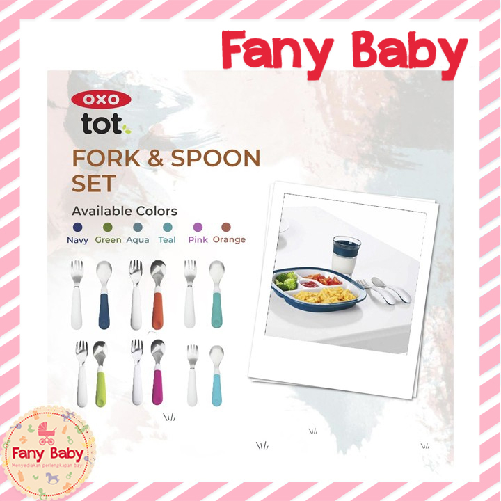 OXO TOT ON THE GO FORK AND SPOON SET WITH TRAVEL CASE