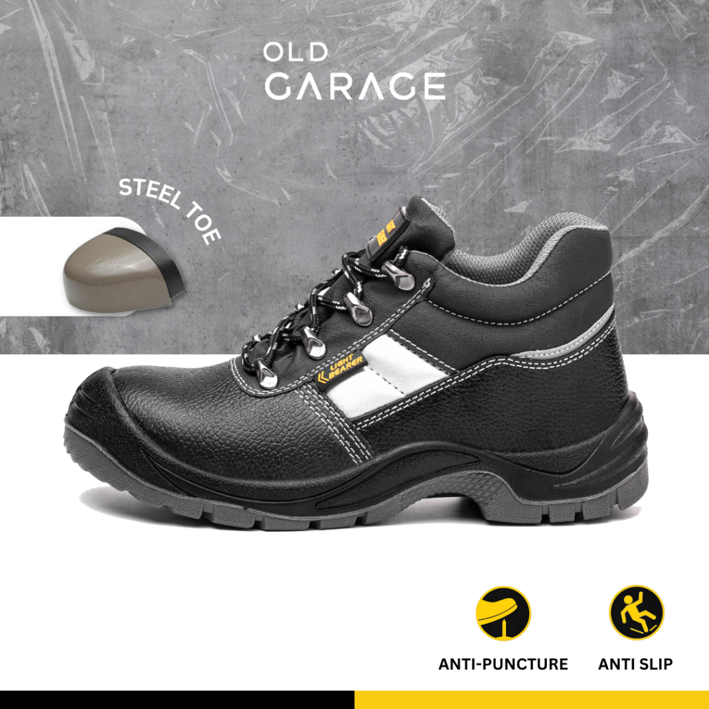 Sepatu Safety Shoes Pria Kulit Sapi Ujung Besi Middle Cut - Light Bearer