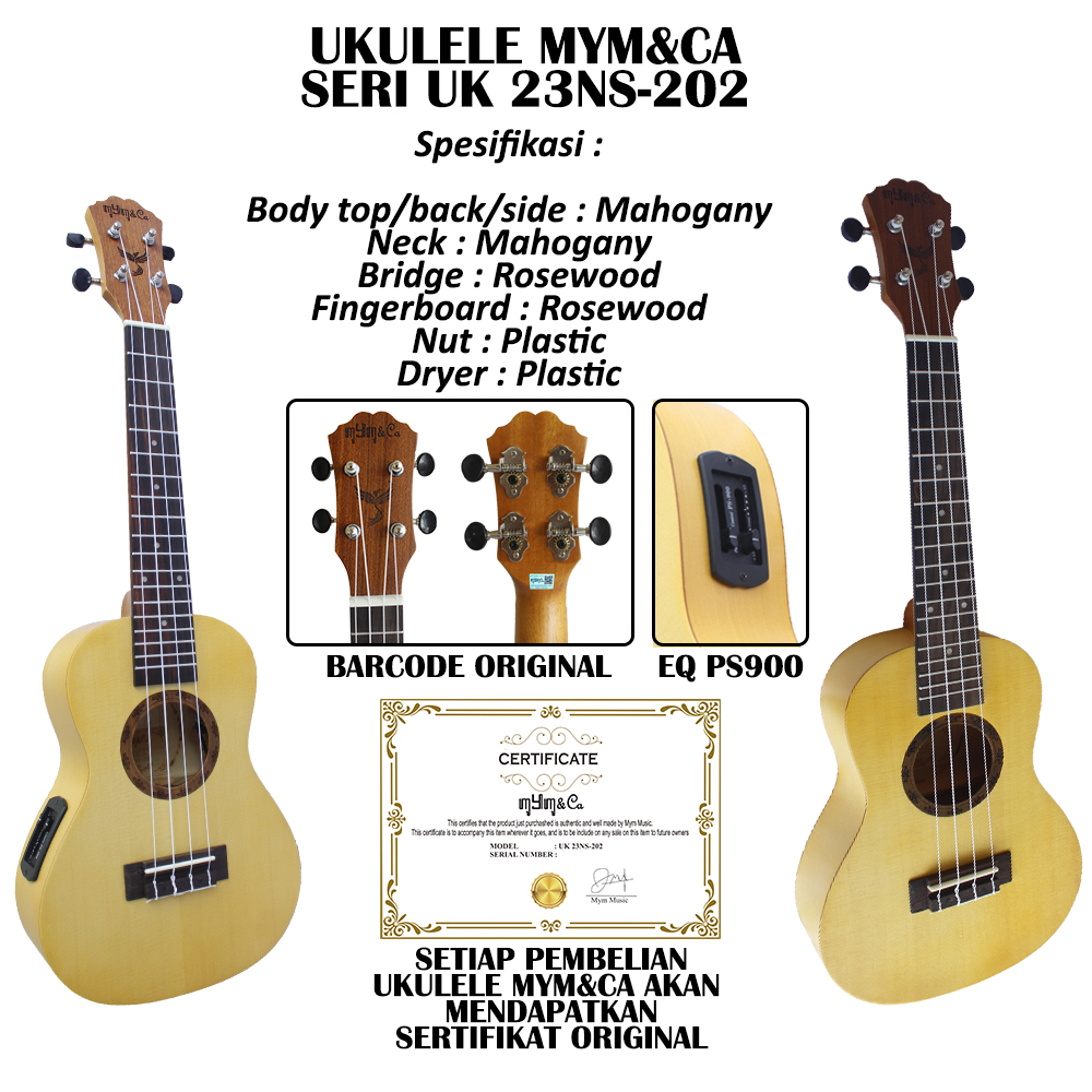 Ukulele mym&amp;ca akustik elektrik ps 900 bergaransi