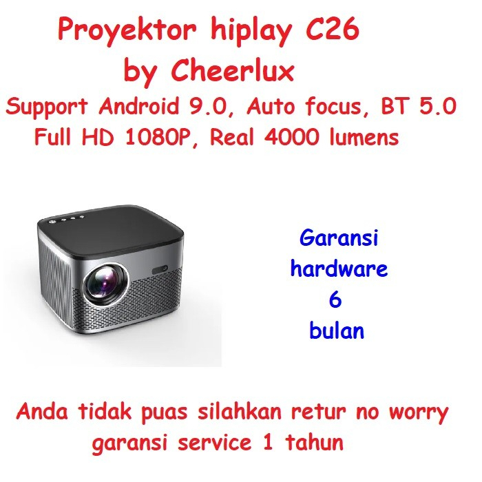 Proyektor hiplay C26 Android 9.0, Auto focus, WIFI 5G, BT 5.0