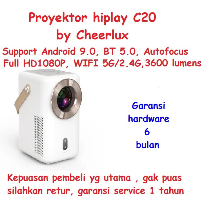 Proyektor hiplay C20 Android 9.0, BT 5.0, Auto focus