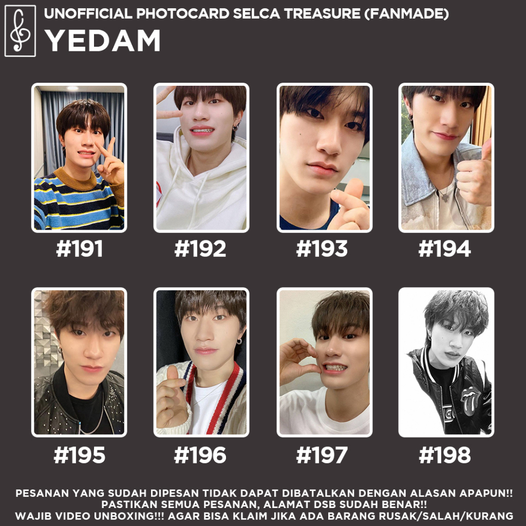 [SELCA TREASURE] YEDAM BOYFRIEND MATERIAL PHOTOCARD  UNOFFICIAL