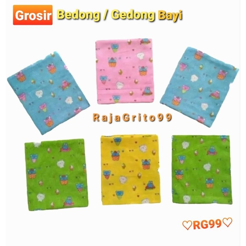 1 Lusin Kain Bedong Jumbo - Motif Gambar Radom tabur dan runstop, bahan katun Flanel Grosir