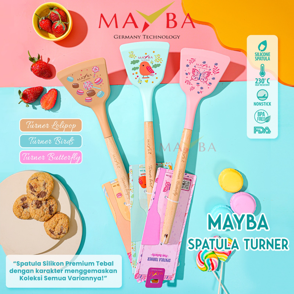 MAYBA SPATULA SILICONE TURNER - SENDOK MASAK SILIKON MOTIF PREMIUM ATTRACTIVE