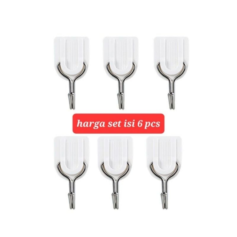 isi 6pcs hook gantungan baju gantungan baju tempel isi 6 pcs serbaguna