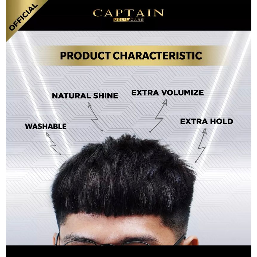 Captain Hair Powder Rambut Pria With Aloevera BPOM Hair Styling Powder Pria