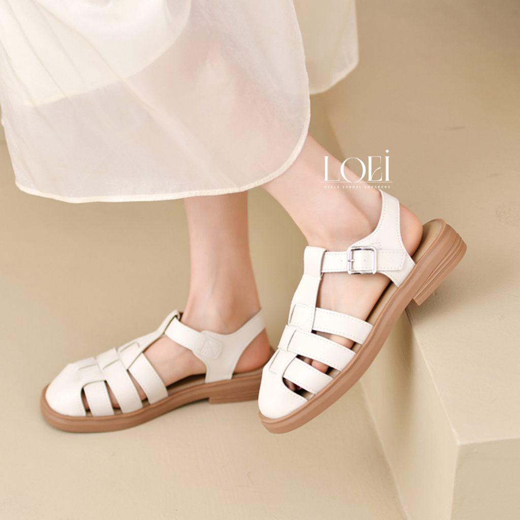 Sandal Tali Wanita Sepatu Jalan Jalan Wanita Wedges 10334 Bahan Kulit Sintetis Premium