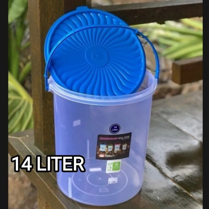 Toples tenteng 14 liter shinpo/toples kerupuk/toples plastik gagang serbaguna shinpo