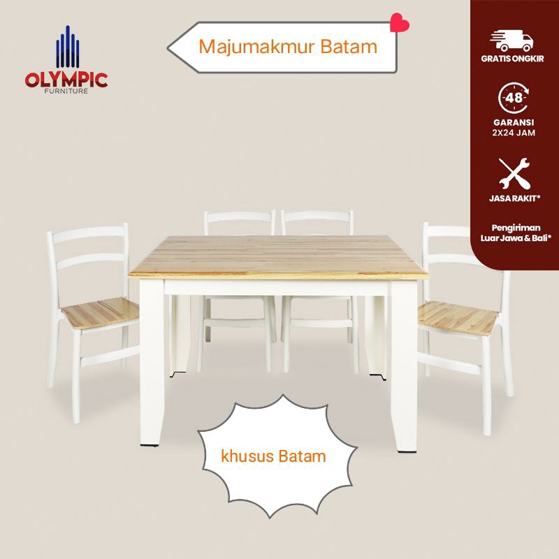 OLYMPIC DTM ALMA MEJA MAKAN + 4 KURSI / DINNING TABLE