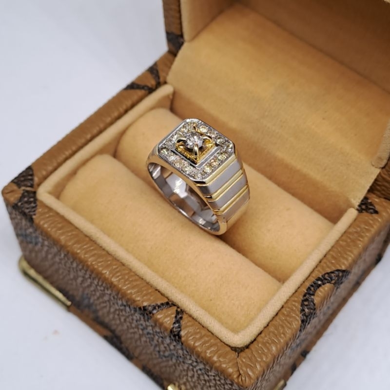 Cincin Berlian Pria Asli Ring Perak Free Memo