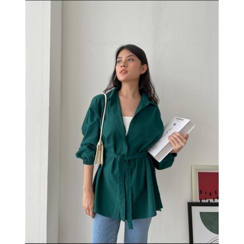 Blouse Wanita Polos Oversize Megan Blouse Kemeja Crinkle Airflow Kekinian