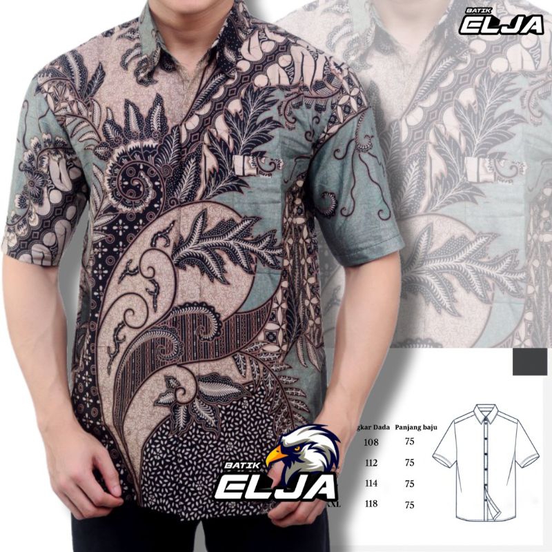Baju Batik Pria Lengan Pendek - Warna Burgundy Motif Modern