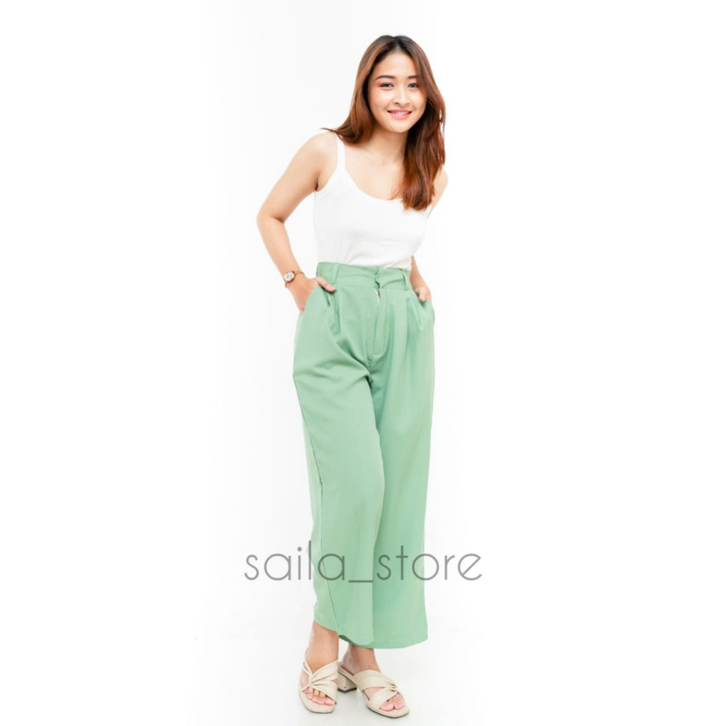 Celana Panjang Wanita Kulot Crinkle Highwaist Terbaru || Celana Kerja Kantor Wanita || Loose Pants Jumbo Kekinian