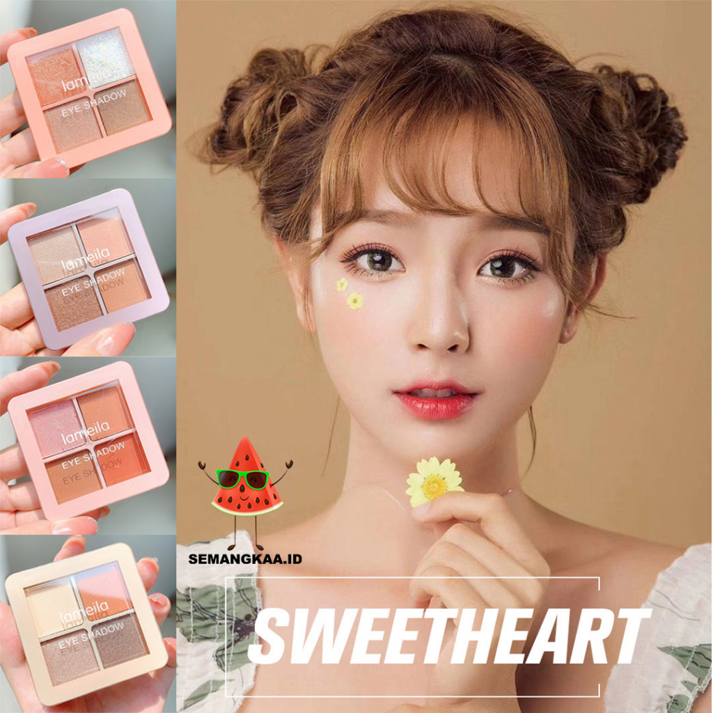 LAMEILA Eyeshadow Palette 4 Warna Matte Gliter Korea Free Kuas