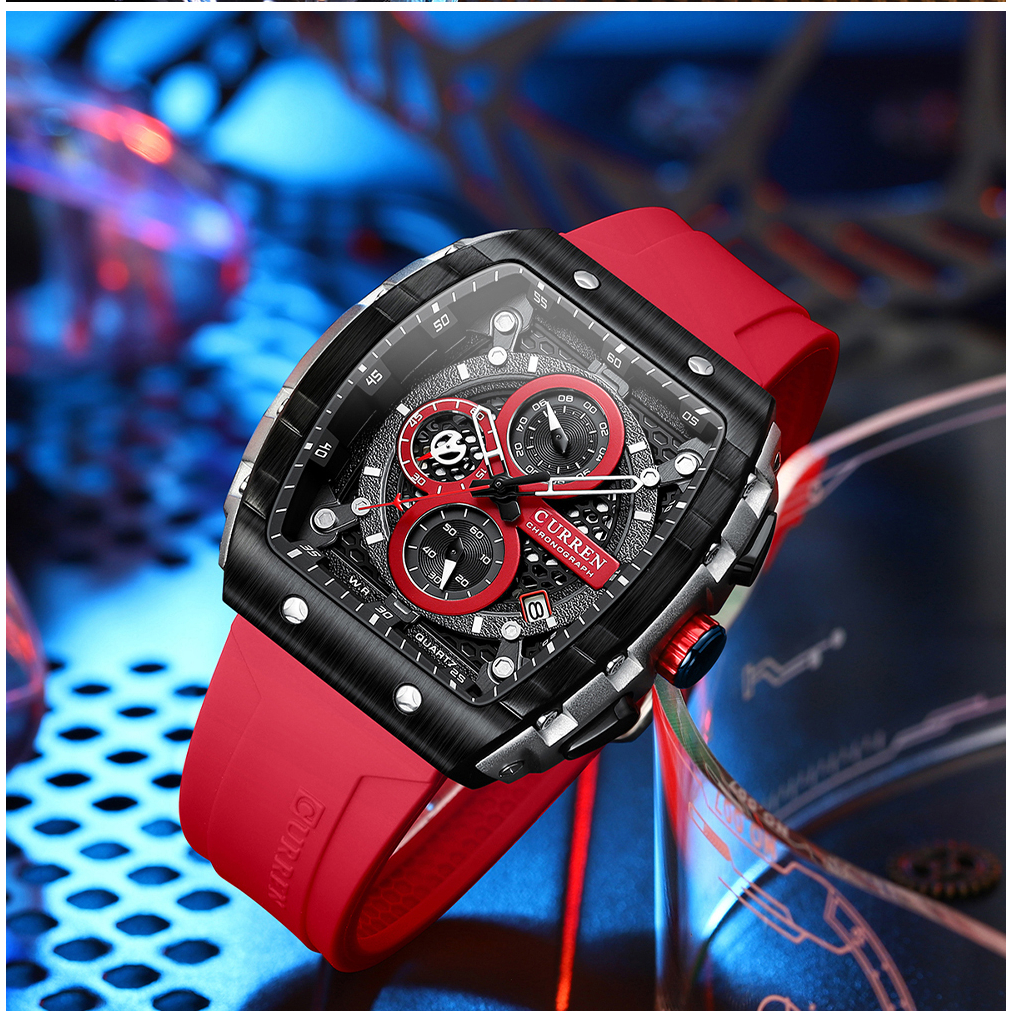 CURREN 8442 Jam Tangan Pria Analog Chronograph Aktif Tali Silicone WATCHKITE WKOS