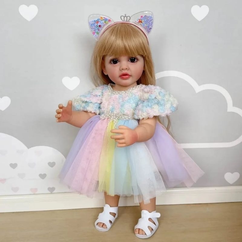 Ready depan Spesial Edisi Outfit Princess Boneka Reborn Full Silikon Bisa Mandi Mewah 55 cm