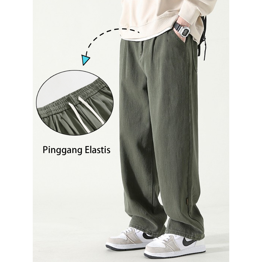 Cargo Pants Pria Regular Straight Loose Fit Pria Celana Cargo Panjang Celana Olahraga Cargo Pants korea Santai Pria Dewasa celana Training Pria Sport Trackpants Celana jogger pria