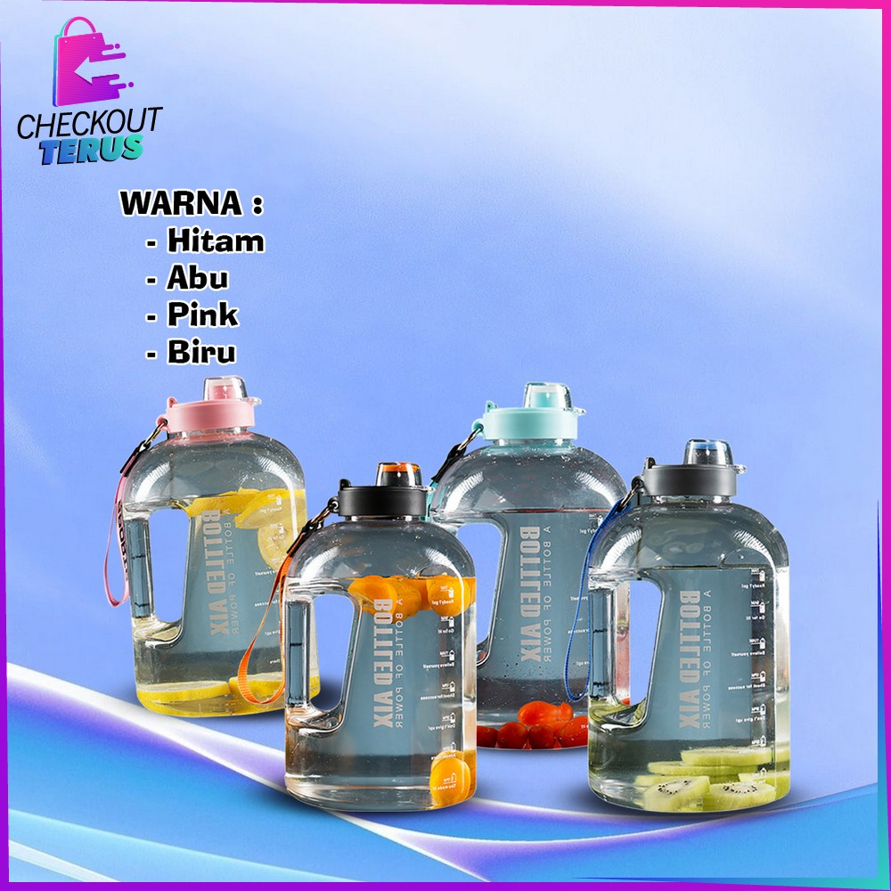 CT C470 Tempat Botol Minum Olahraga Ukuran Besar 2200ML BPA FREE Botol Minum Transparan Tumblr Botol Gym Bottle