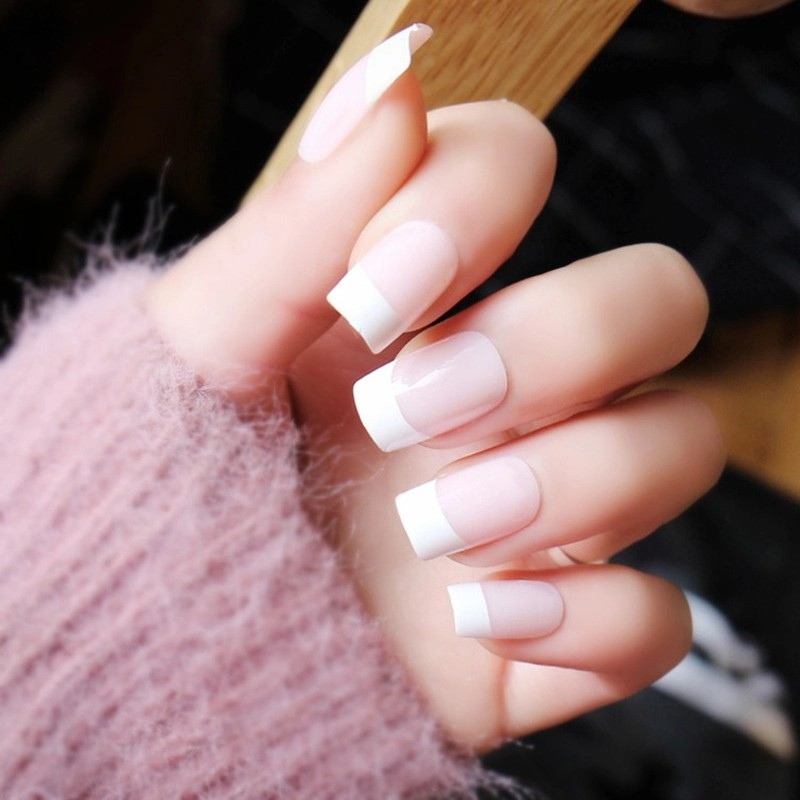 KUKU PALSU POLOS PUTIH TRANSPARAN BENING FRENCH KUKU PALSU PLOS FRENCH MANICURE FAKE NAILS NAILART