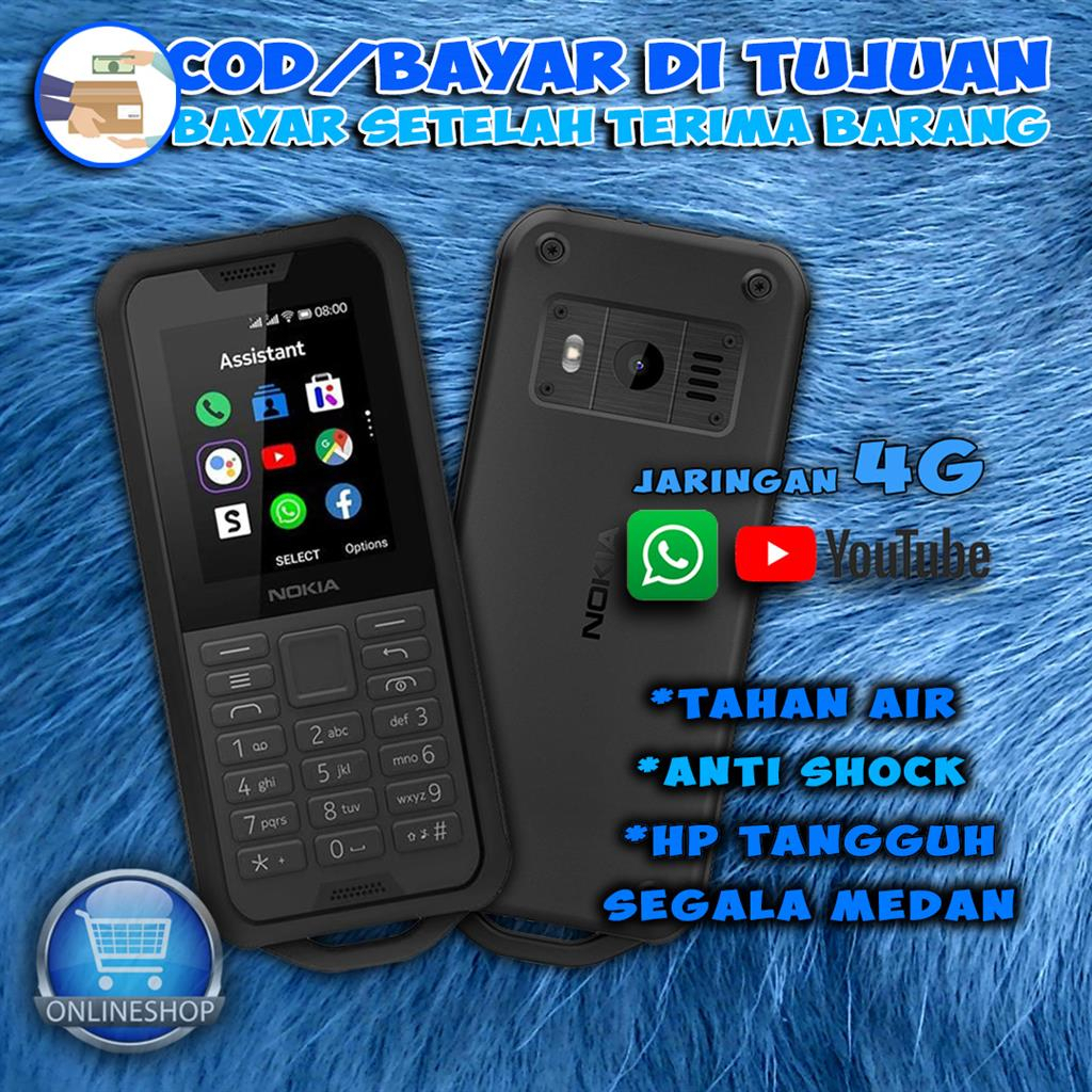 Nokia 800 Tough Single Sim KaiOS Jaringan 4G Tahan Air Bergaransi