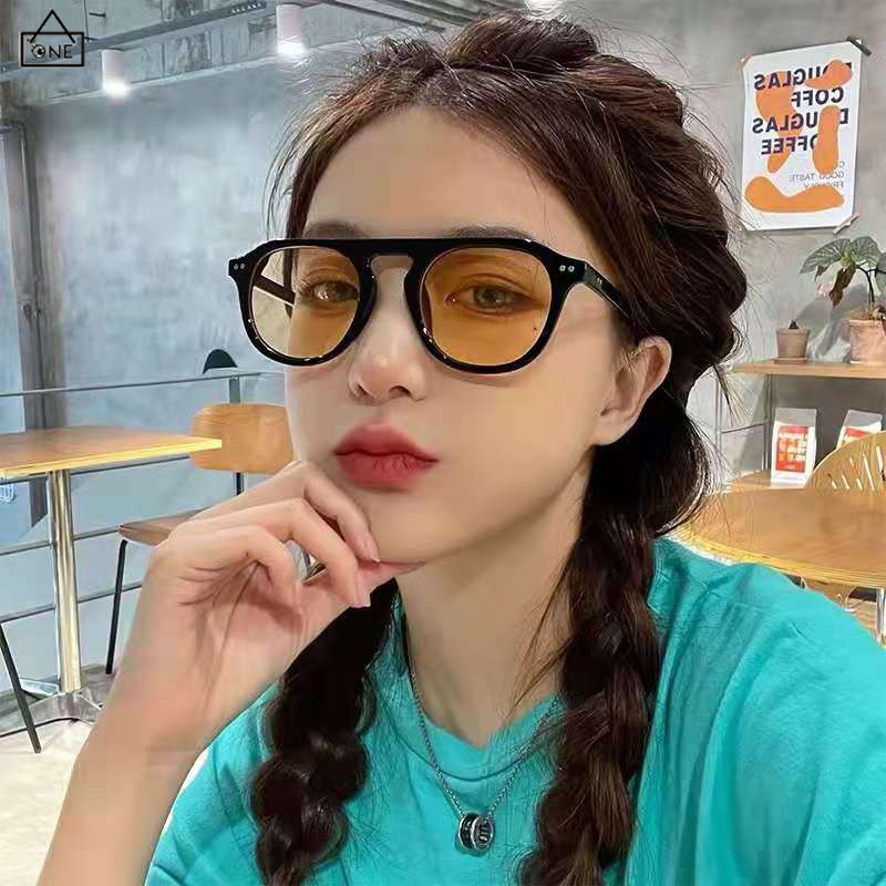 COD❤️Kacamata Hitam Wanita Korea Aviator Retro Warna Warni Frame Besar Sunglasses Korean Fashion UV Untuk Pria