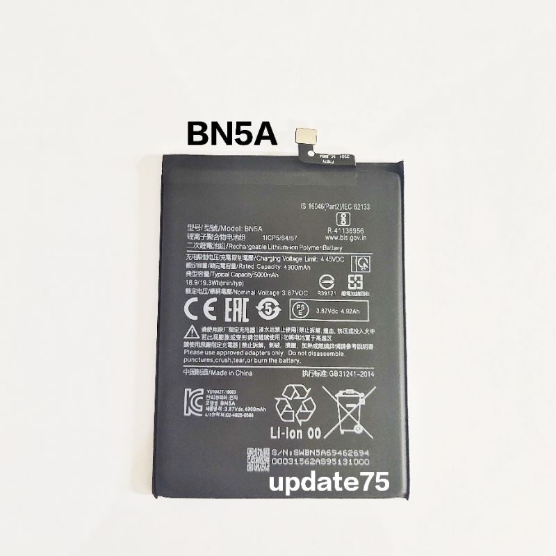 Baterai Batre Xiaomi Redmi 10 Poco M3 Pro 5G Redmi Note 10 5G BN5A original