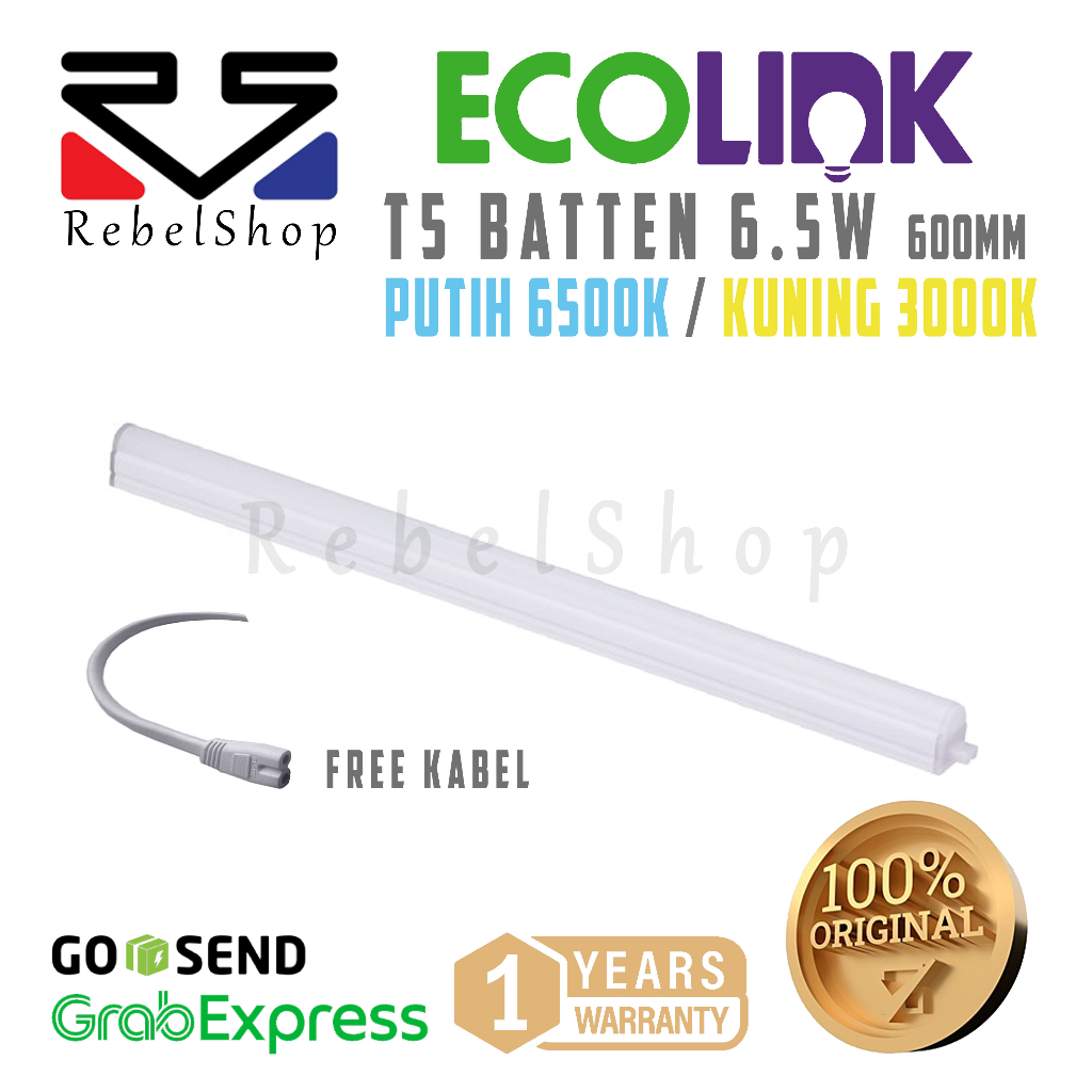 Lampu LED Batten T5 Ecolink 6.5 Watt 600mm - 6.5 W 6.5W 6.5Watt