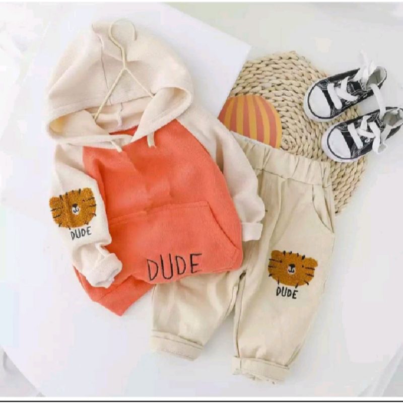 FASHION ANAK SETELAN HOODIE DUDE ANAK LAKI LAKI DAN PEREMPUAN SIZE 1-5 THN/ SETELAN BAJU HARIAN ANAK