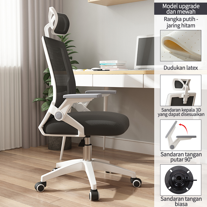 Keep Going Max Kursi Kantor Minimalis Korean Style / Kursi Kerja / Kursi Belajar / Kursi Minimalis / Kursi Santai / Kursi Direktur / Kursi Putar / Kursi Komputer /-Hitam dan putih-B