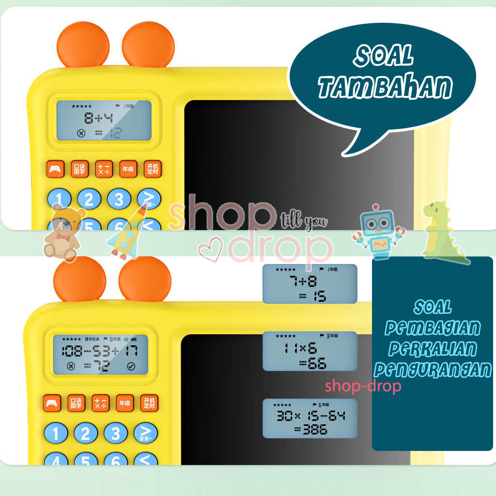 Mainan Edukasi Anak - Math Game Calculator - Mainan Anak 2 in 1 - Belajar Berhitung Matematika - Belajar Gambar - Sketch Pad Anak