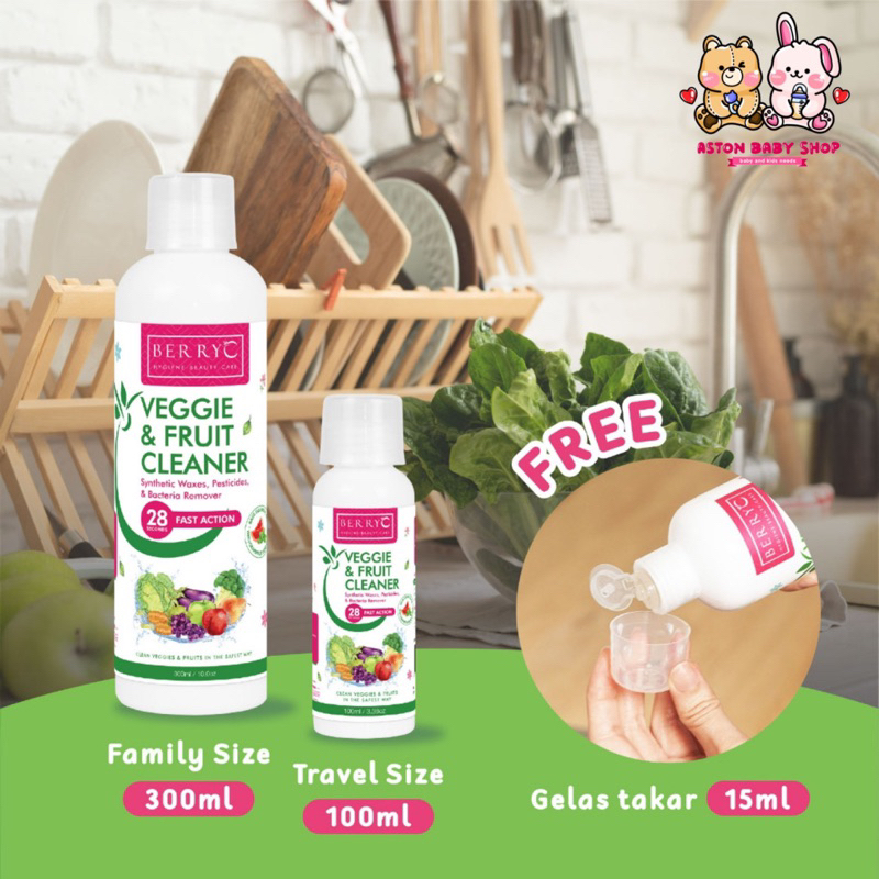 BerryC Veggie &amp; Fruit Cleaner 100 ml / 300 ml Berry C Cairan Pembersih Buah &amp; Sayur Sayuran