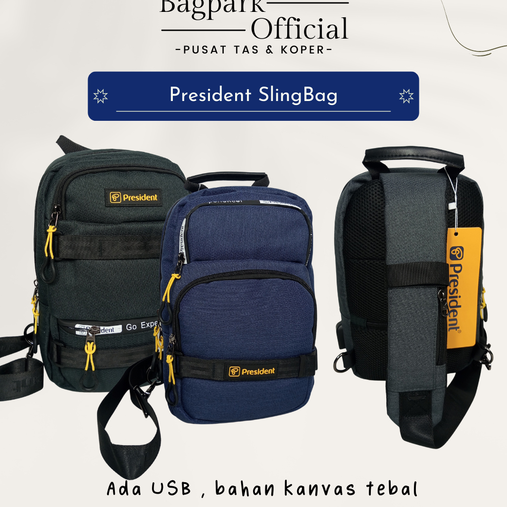 Tas Selempang Pria President Slingbag Pria President Tas Ransel Dada Pria Tas HP Pria Tas Jalan Pria Free Usb Sport Terbaru