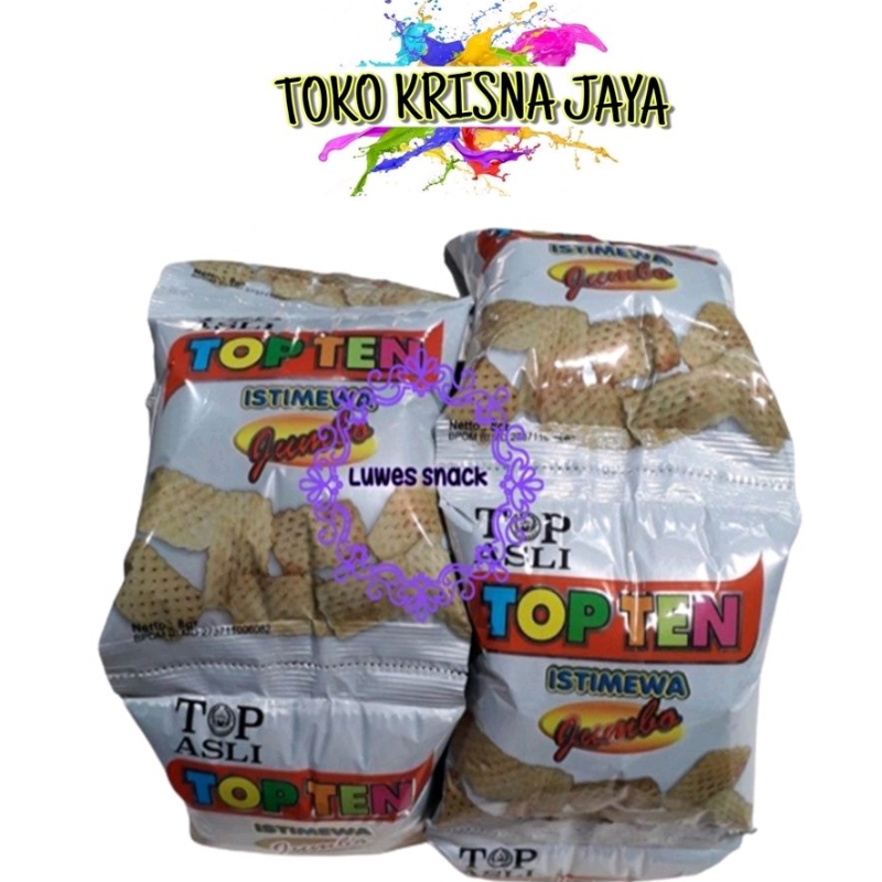 

SNACK JADUL TOP TEN ISTIMEWA JUMBO KEMASAN 1 RENCENG ISI 10 PCS X 8 GR