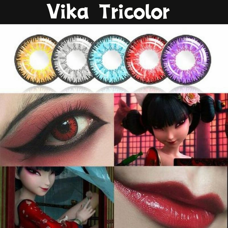 [✅COD] MYSTICEYES SOFTLENS COSPLAY Vika Tricolor LENSA KONTAK EVA ANIME RED BLUE BROWN LENS 14.5MM (NORMAL)