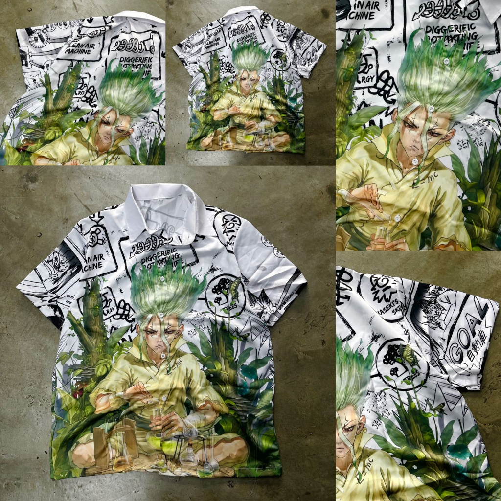 Kemeja Dr Stone Senkuu Anime Manga Premium Unisex