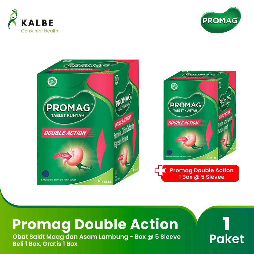 Promag Double Action Obat Sakit Maag 1 Box Tablet Free 1 Box