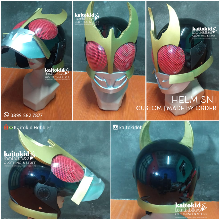 Helm Motor KAMEN RIDER KUUGA Tokusatsu Baja Hitam bisa Custom asal Simple