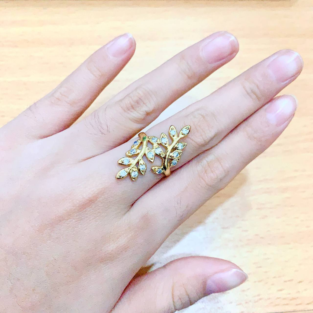 JT - Versi korea dari cincin wanita cincin jari perhiasan daun ring