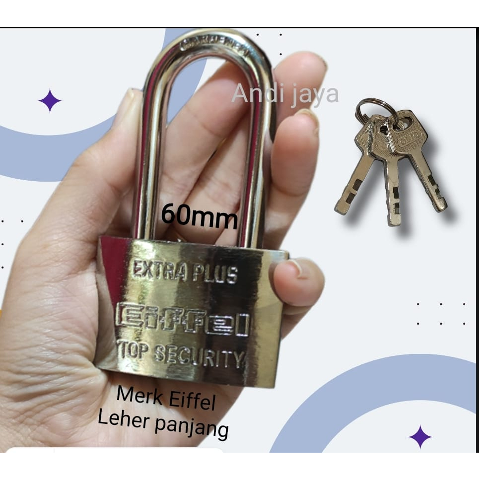 Gembok anti maling / gembok pagar besar 60mm leher panjang OLIQ