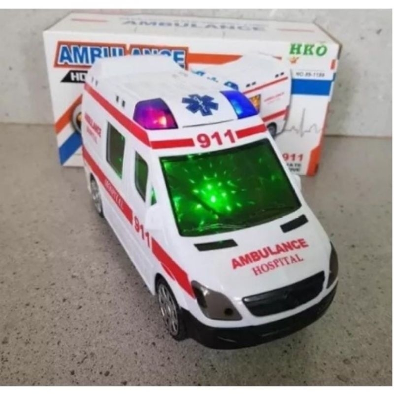 mainan mobil ambulance lampu 3d dan sirine