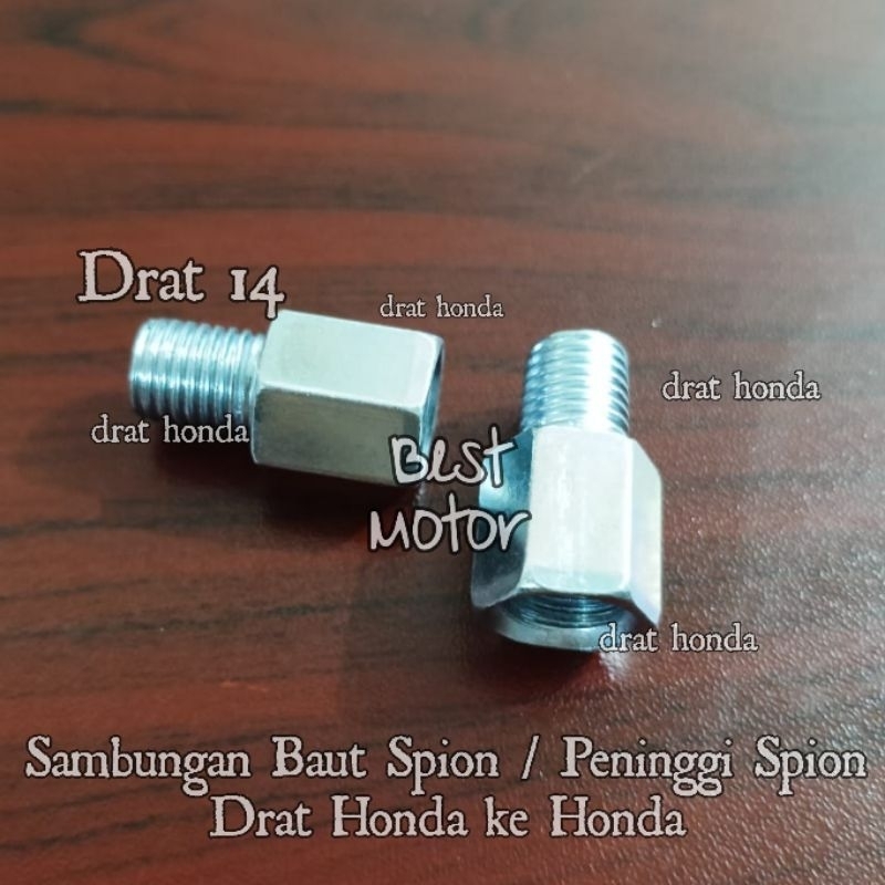 Sambungan Spion / Peninggi Spion Drat 14 Honda ke Honda Sepasang