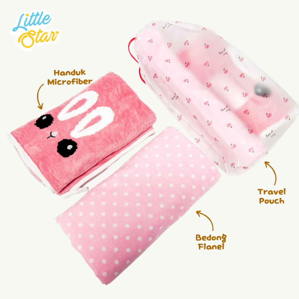 LS 2in1 Newborn Baby Gift Set Bag Paket Bedong Handuk Bayi Baru Lahir