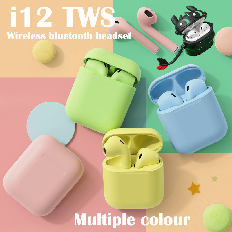 VICLOOK COD Bluetooth headset inpods 12 TWS Macaron Wireless Earphone Android IOS i12 Dengan 3D Case