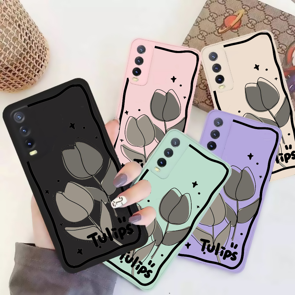SOFTCASE MACARON BLACK TULIP INFINIX SMART 4 / SMART 5 / SMART 6 RAM 2GB / SMART 6 RAM 3GB / HOT 9 P