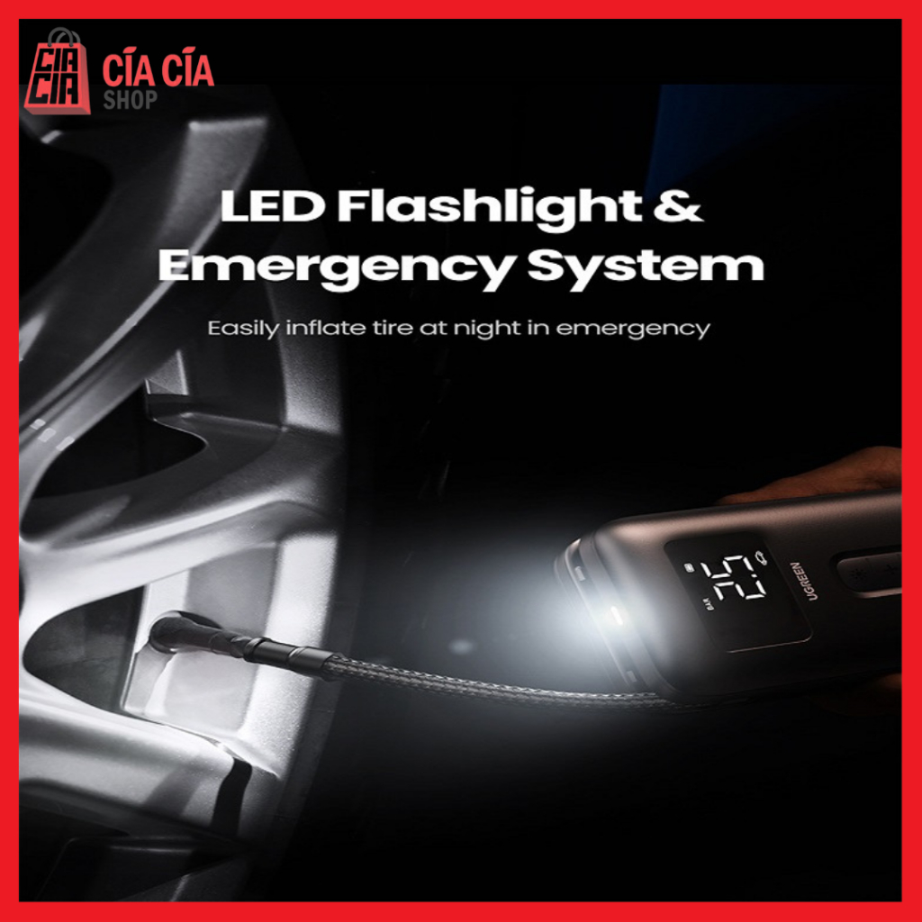 UGREEN Car Air Pump Electric Portable Pompa Ban Mobil Motor Sepeda Bola Portable Tire Inflator Pompa Angin Ban Motor Mobil