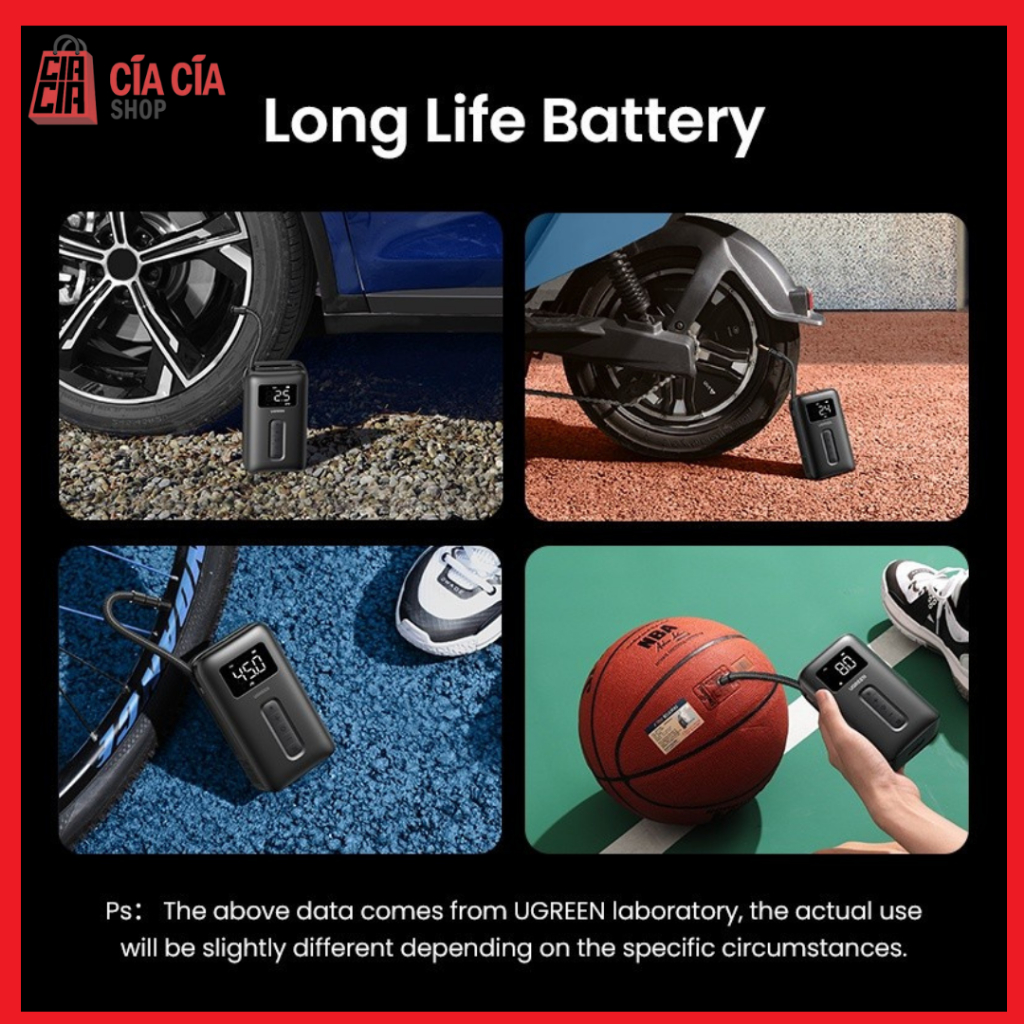 UGREEN Car Air Pump Electric Portable Pompa Ban Mobil Motor Sepeda Bola Portable Tire Inflator Pompa Angin Ban Motor Mobil