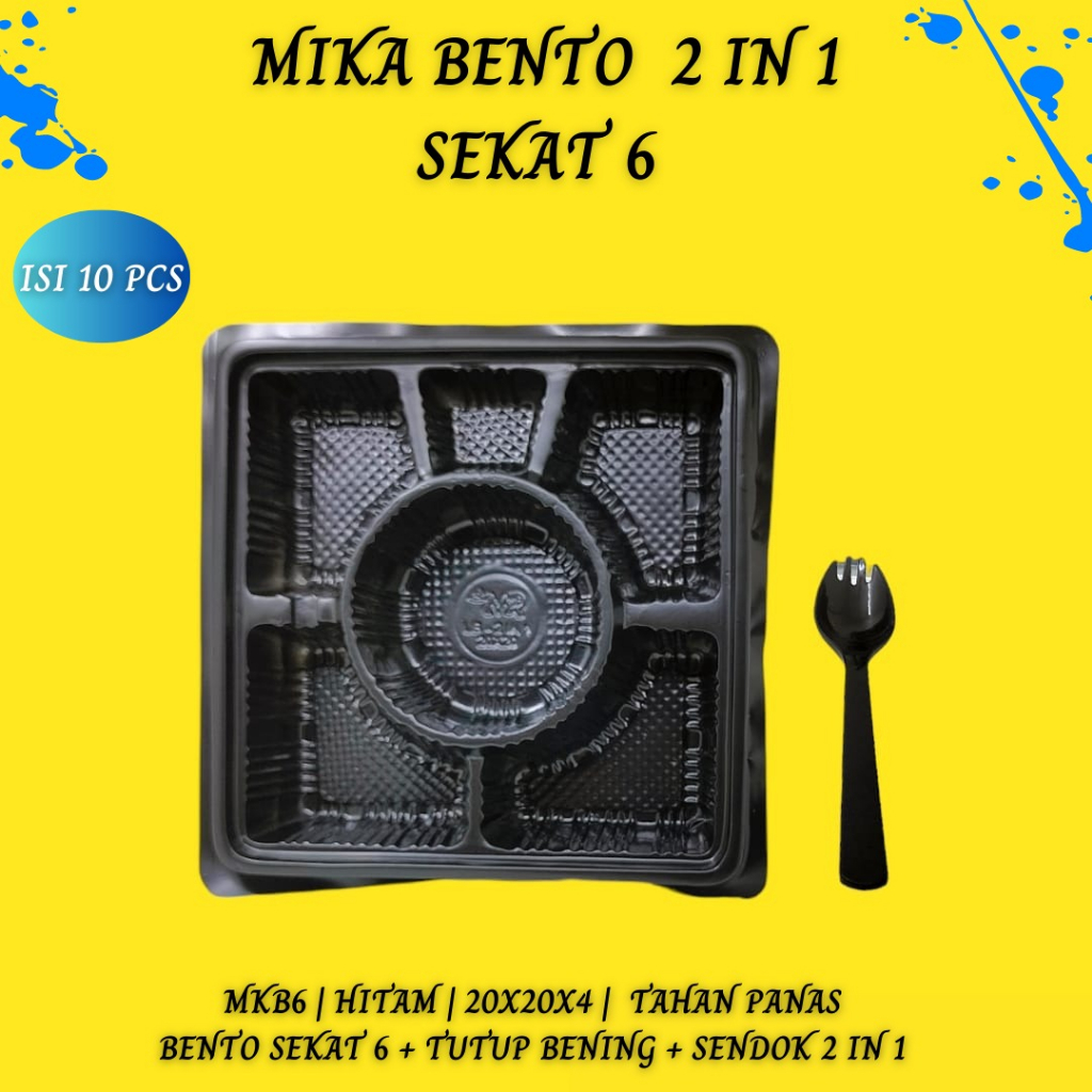 Mika Bento Sekat 6 Plus sendok 2 In 1 (Isi 10 Pcs-MKB6)