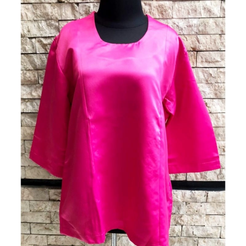 SALE EX BUTIK TAFETA SATIN PLAIN TOP WOMAN - BLOUSE ATASAN WANITA POLOS BAHAN SATIN FORMAL