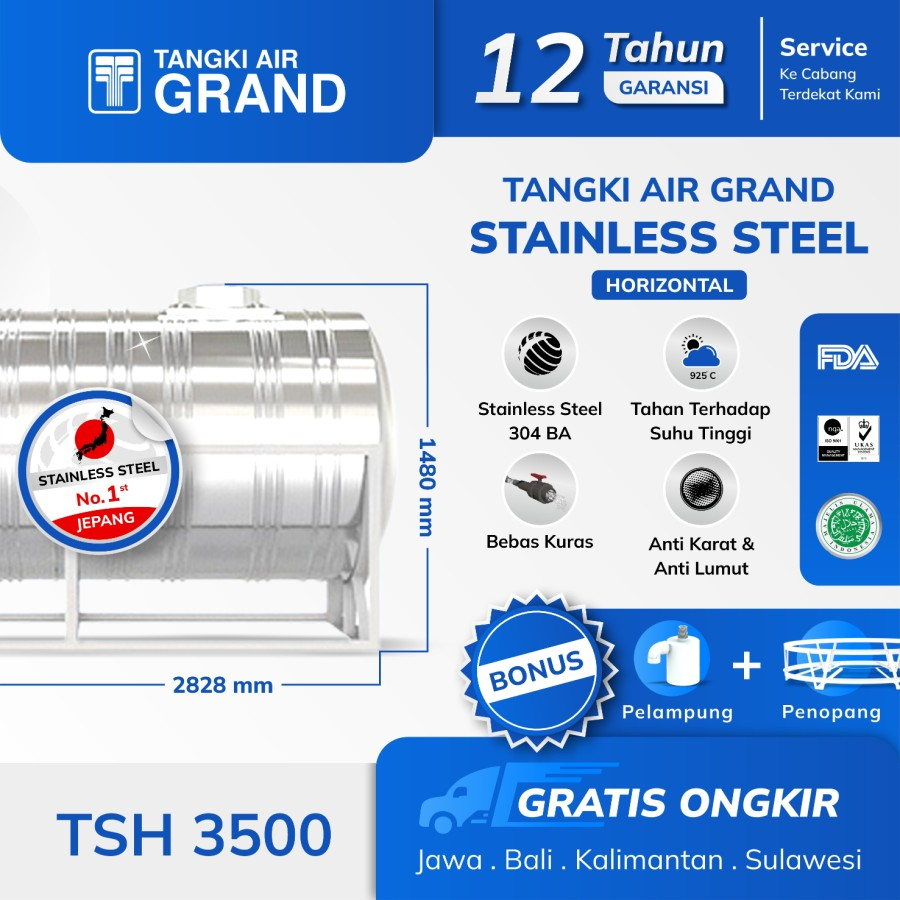 TANDON AIR STAINLESS 3300 LITER TSH3500 GRAND TEDMOND TANGKI HALAL